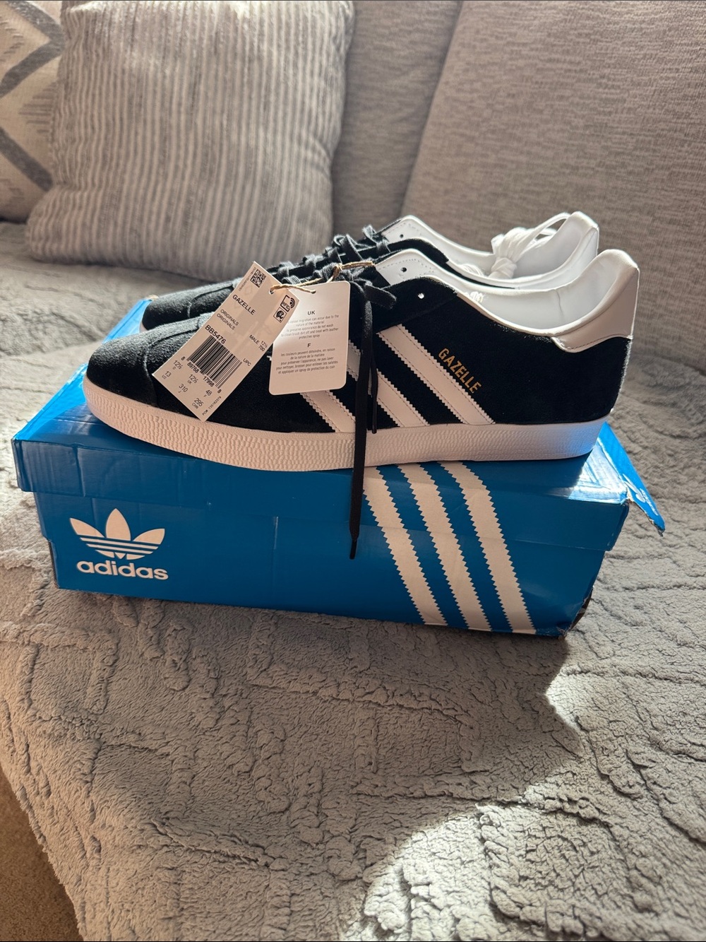 adidas Gazelle Black White Suede Sneakers